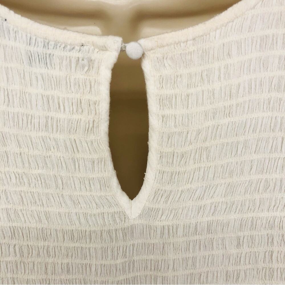 American Eagle Ivory Smocked Top Bell Sleeves Boho inspired Gauzy Dotted Swiss - Picture 4 of 16